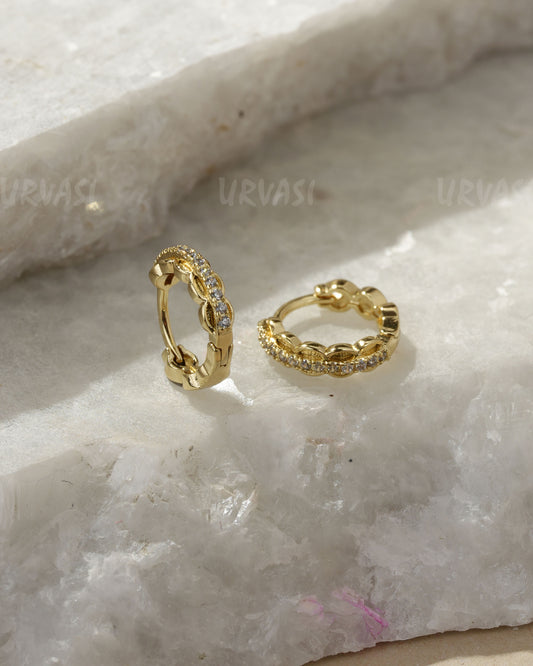 Gold-Plated Cubic Zirconia Hoop Earrings ER 1430