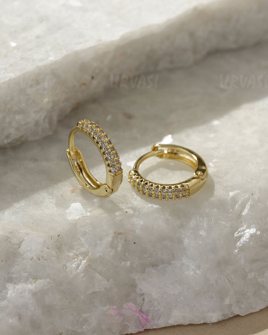 Gold-Toned Pave Hoop Earrings ER 1419