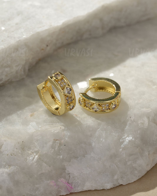 Gold-Toned Cubic Zirconia  Hoop Earrings ER 1410