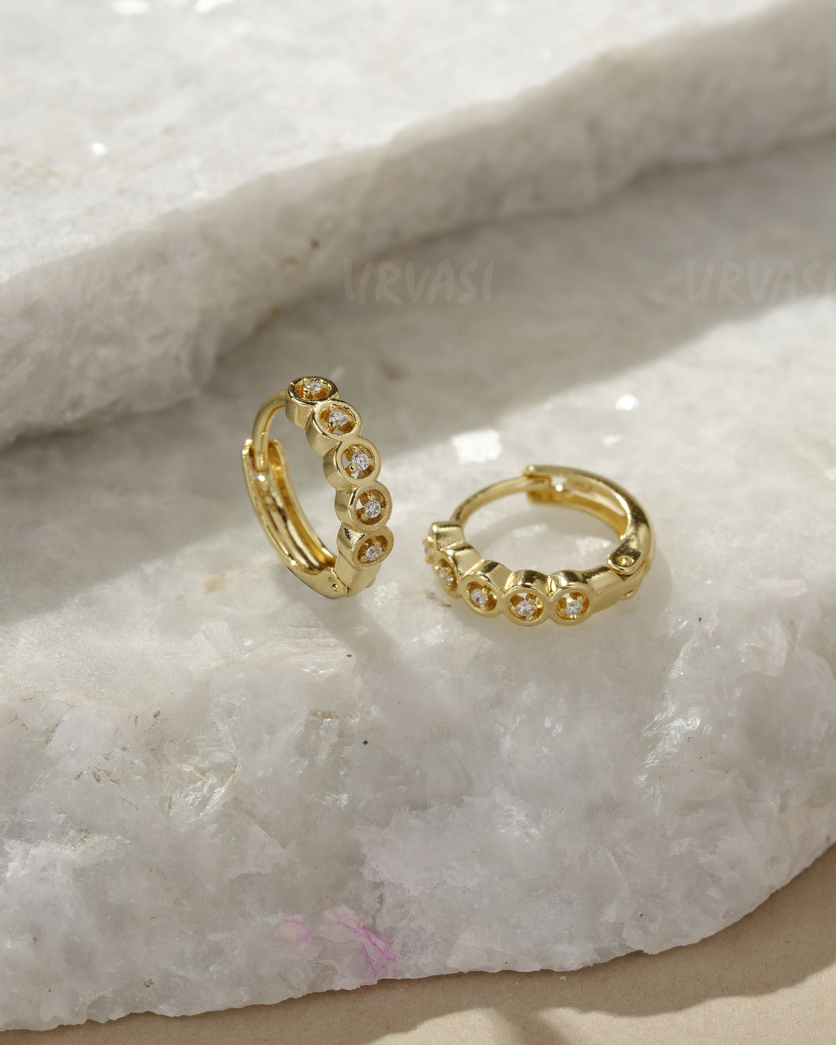 Gold-Toned  Bezel-Set Crystal  Hoop Earrings ER 1414