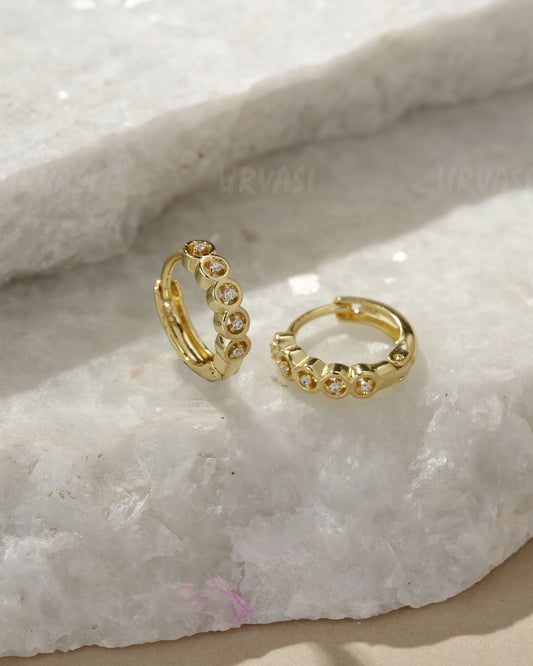 Gold-Toned  Bezel-Set Crystal  Hoop Earrings ER 1414