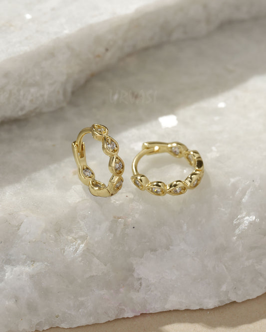 Gold-Plated Cubic Zirconia Hoop Earrings ER  1431