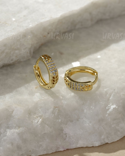 Gold-Toned Cubic Zirconia Hoop Earrings ER 1420
