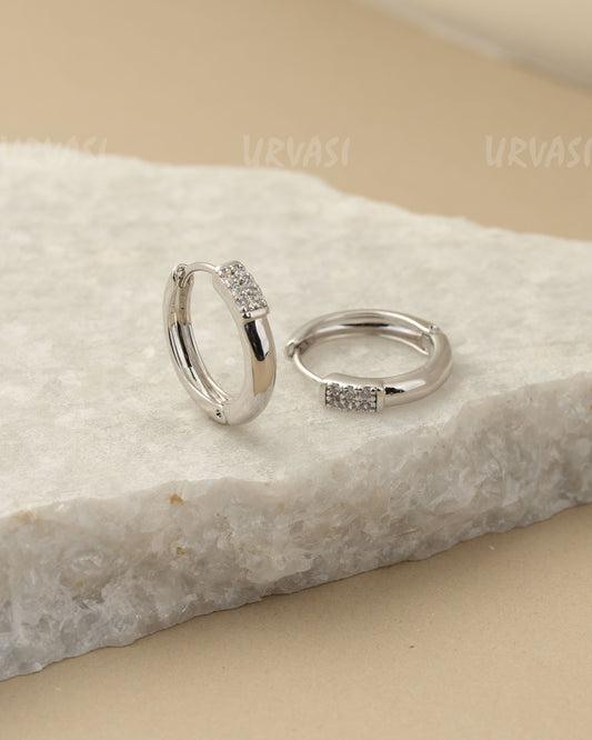 Rhodium Polish AD Hoop Earrings ER 1456