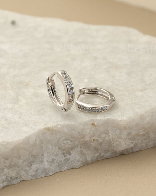 Rhodium Huggie Hoop Earring ER 1440