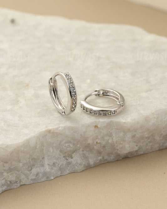 Rhodium-Polish Hoop Earrings (AD) ER 1436