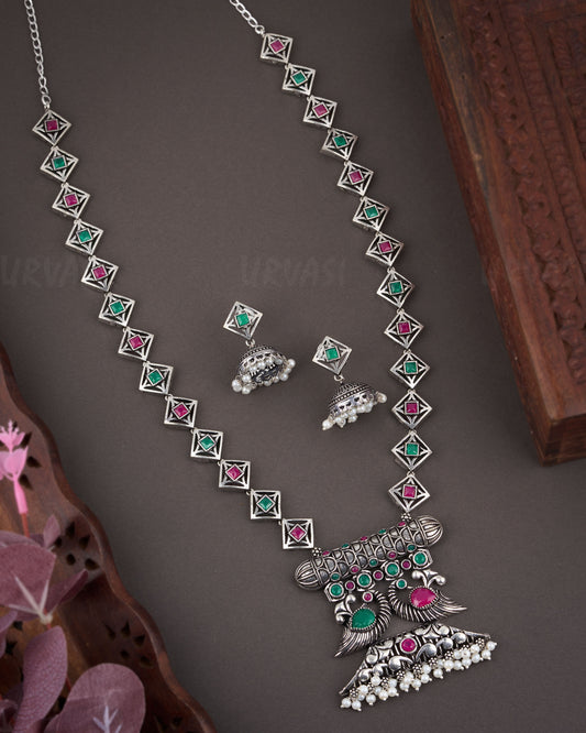 Black Metal Long Necklace 996