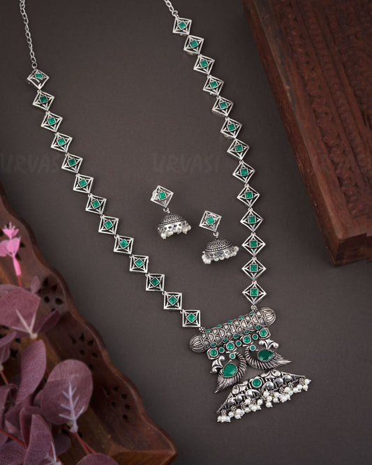 Black Metal Long Necklace 997