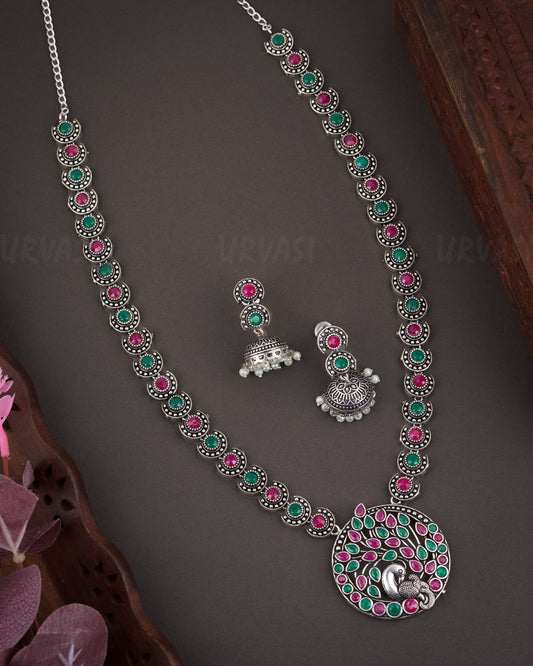 Black Metal Long Necklace 998