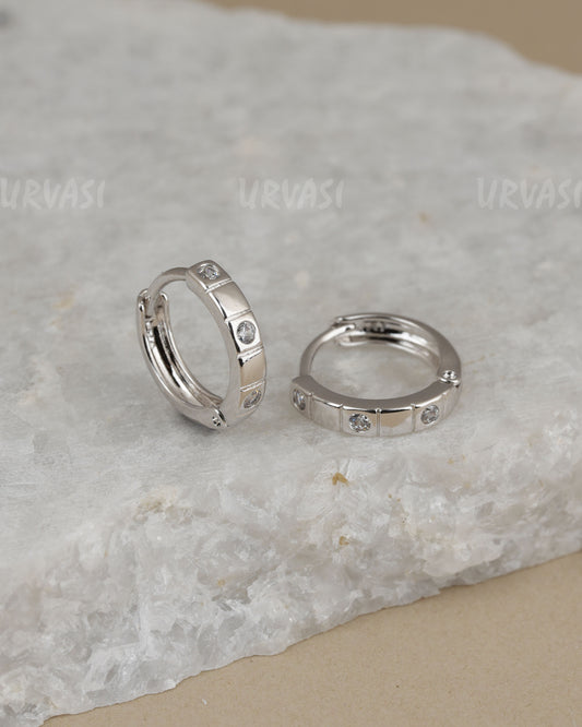 Rhodium Zircon Hoop Earrings ER 1451