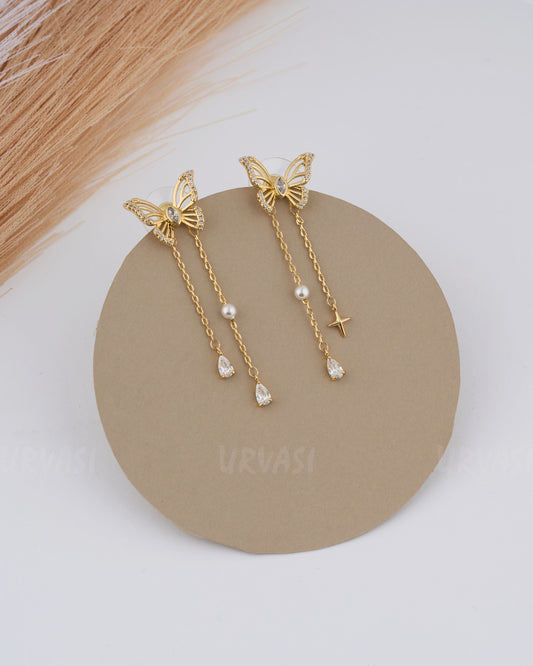 Gold Polish Butterfly Drop Imported Earring ER 65