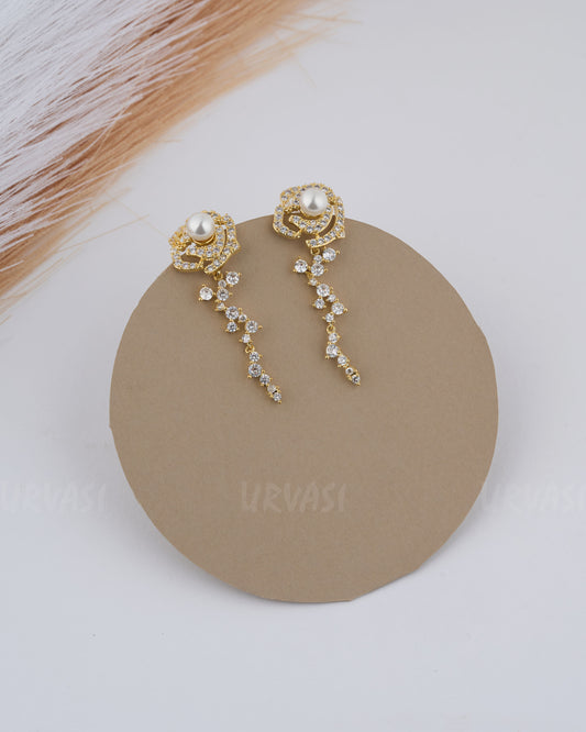 Gold Polish Trendy Rose Designed AD Earring ER 78