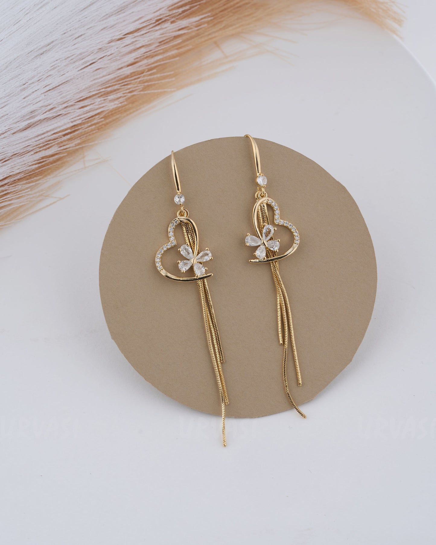 Gold Polish Heart Shaped  AD Imported ER 117