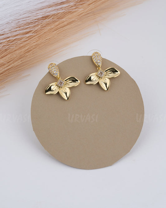 Gold Polish  Petal Designed AD Imported Earrings ER 227