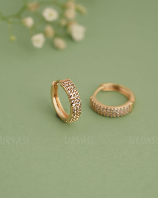 Gold Polish Trendy Imported AD Hoop  Earrings ER 237