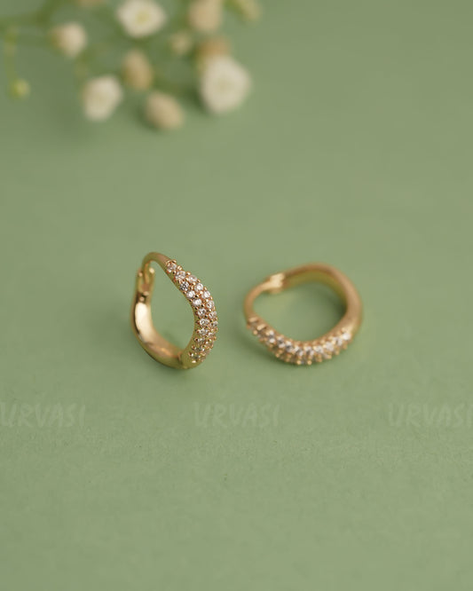 Gold Polish Trendy Imported  Ad Hoop Earrings ER 254