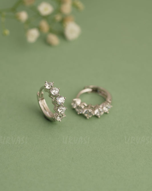 Rhodium Polish Trendy Imported  Hoop Earrings ER 255
