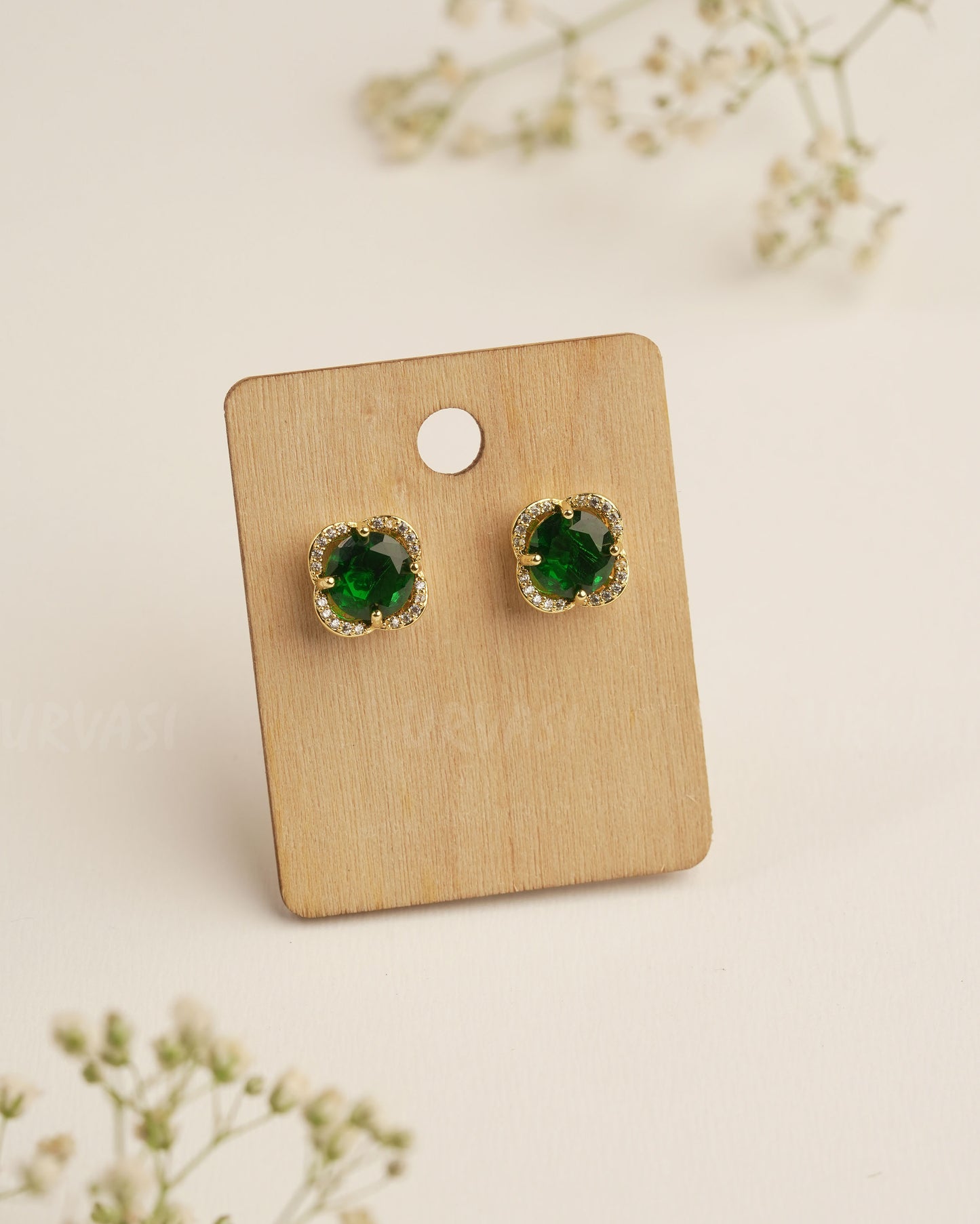 Gold Polish Green AD Stone Trendy Imported Earrings ER 265