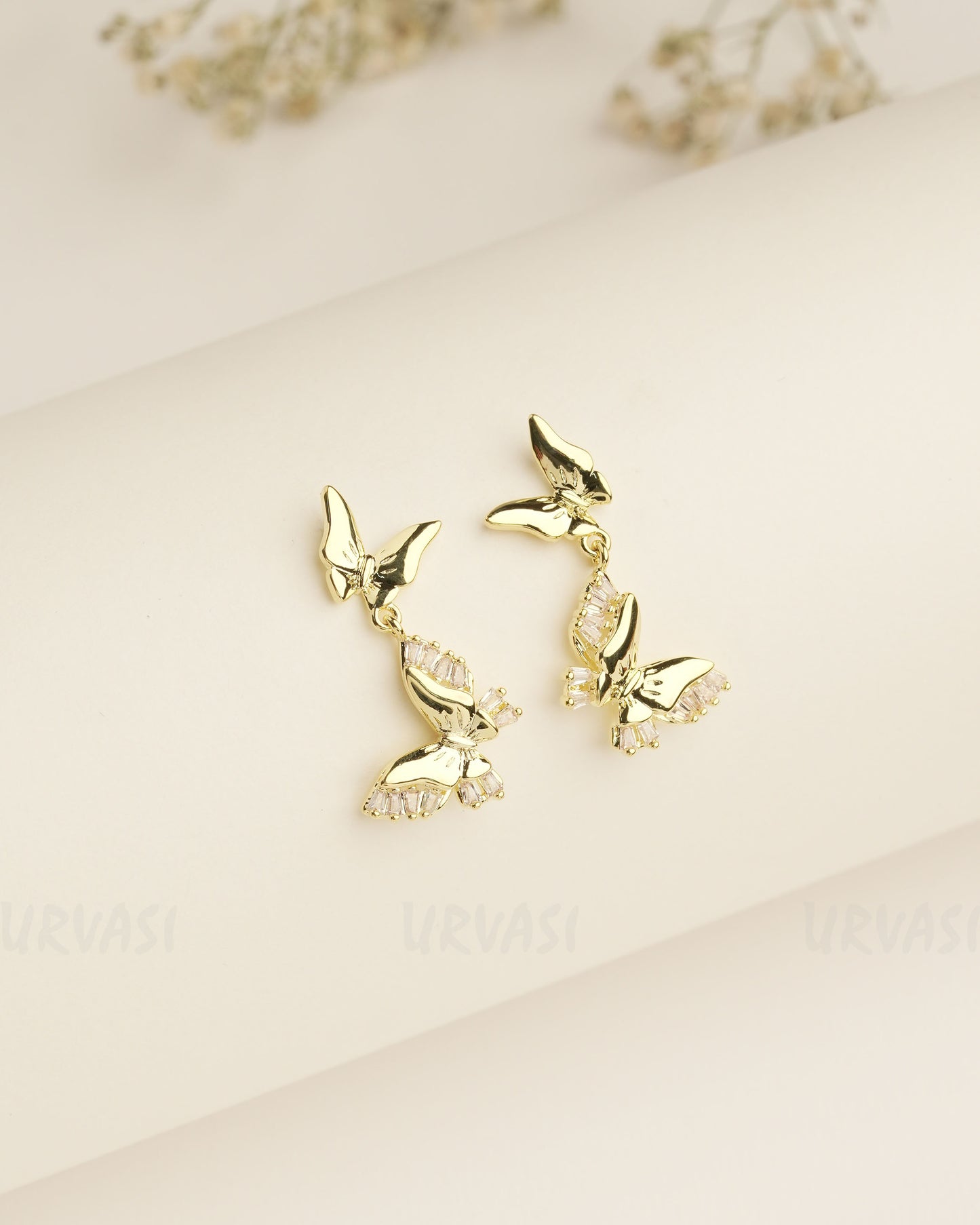 Gold Polish Butterfly Designed Trendy Imported Earrings ER 389