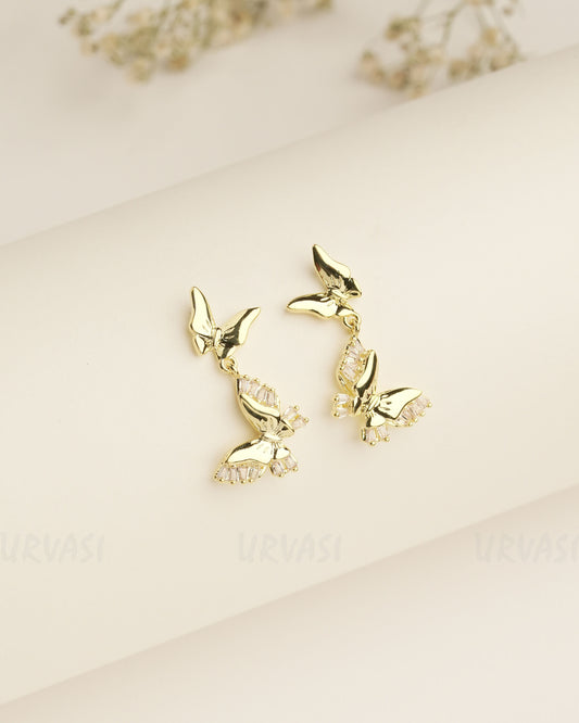 Gold Polish Butterfly Designed Trendy Imported Earrings ER 389