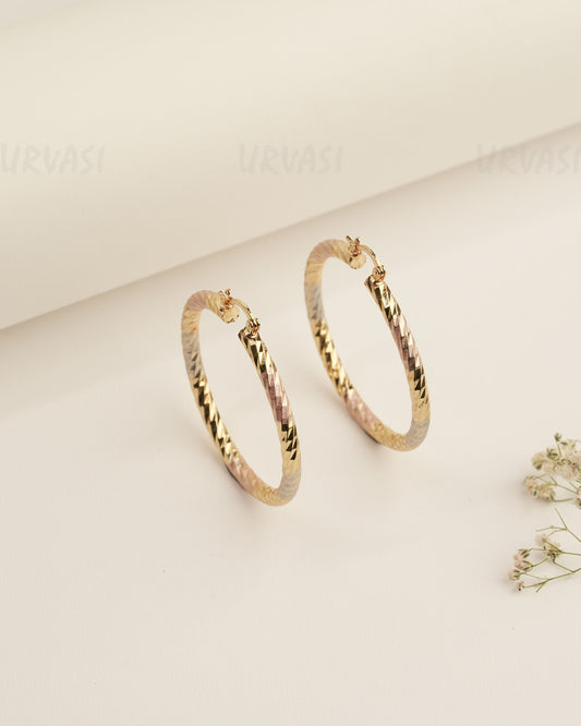 Three Tone-Gold Imported Hoop Earrings ER 417