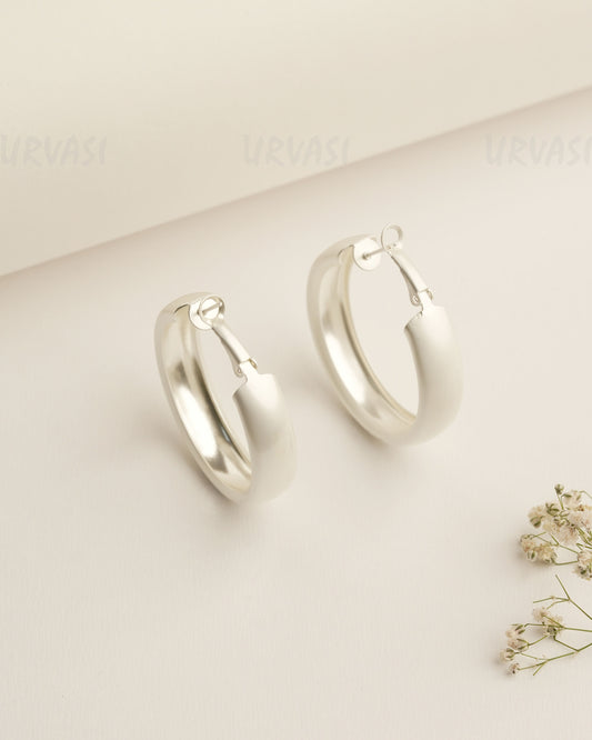 White Polish Chunky Hoop Earrings ER 423