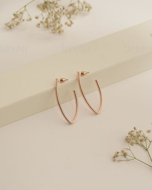 Rose Gold Hoop And Drop Imported Earrings ER 429