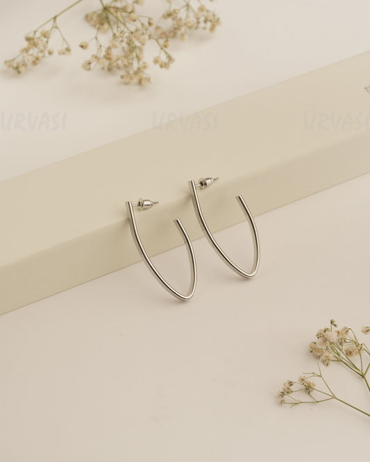 Rhodium Polish Hoop And Drop Imported Earrings ER 430