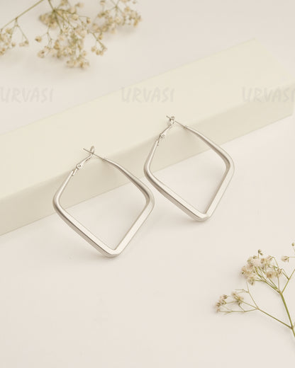 Matte Finish Rhodium Polish Earrings ER 433