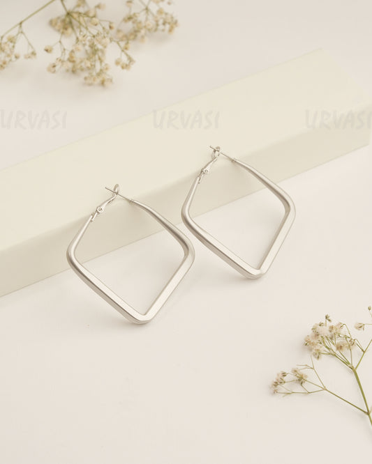 Matte Finish Rhodium Polish Earrings ER 433