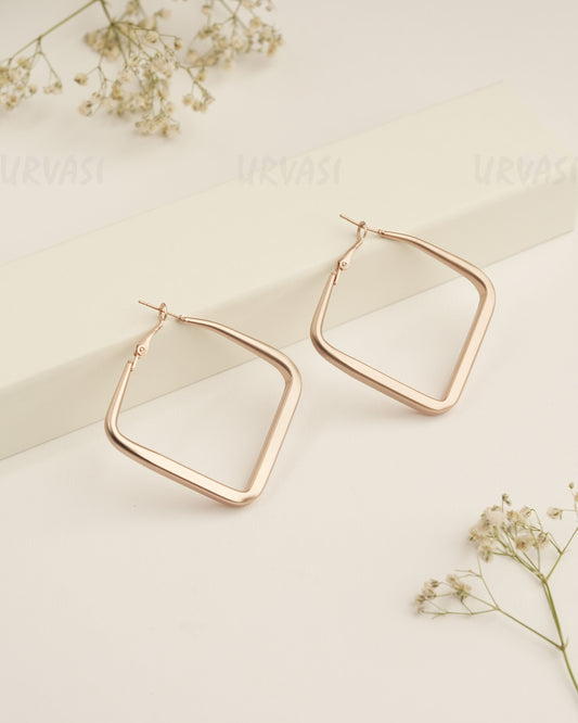 Matte Rose Gold Polish Imported Hoop Earrings ER 438
