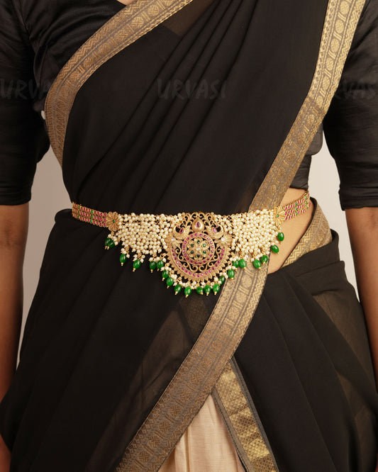 Premium Antique Hip Chain  With Pearl And Bead Hanging HC 50