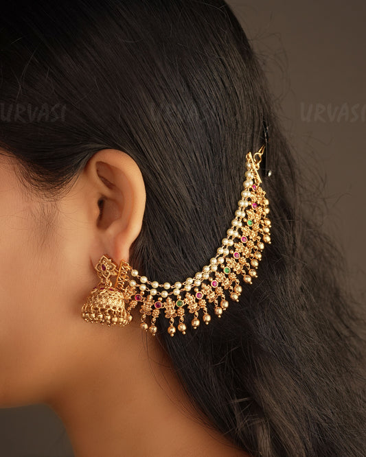 Premium Lakshmi Idol Pearl Ear Chain EC 45