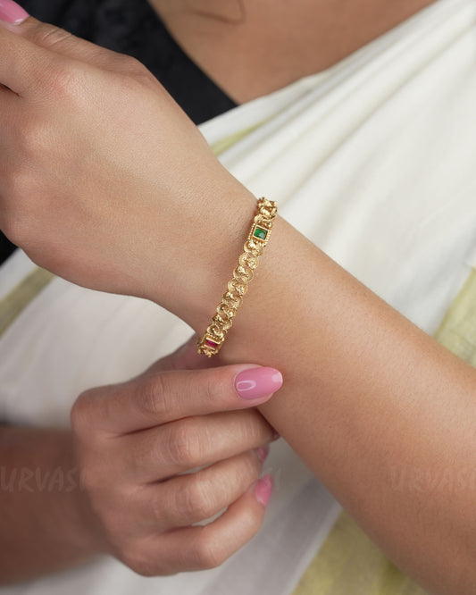 Gold-Toned Ruby Green Bangles BA 302