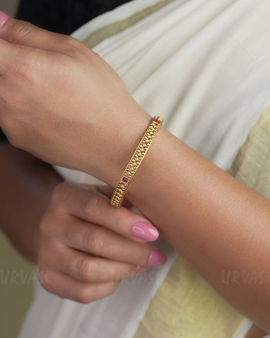 Golden Toned Ruby Bangles BA 284
