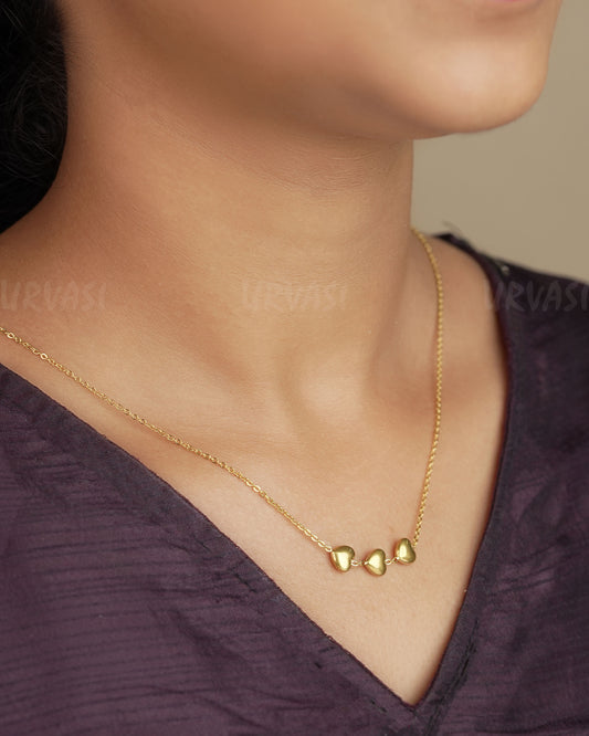 Gold Polish Heart Shaped Simple Chain SC 96