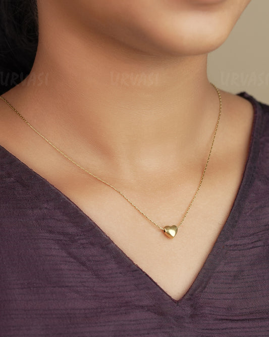 Gold-Polish heart Pendant Simple Chain SC 74