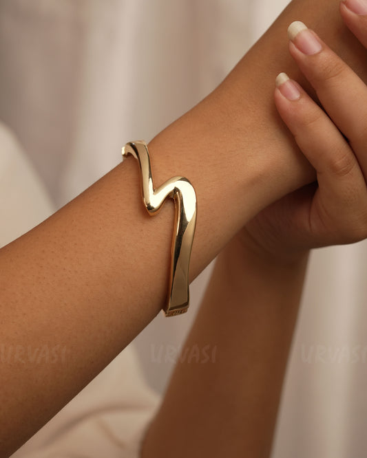 Gold Polish Statement  Cuff Bangle BA 311
