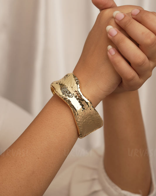 Gold-Polish Statement Cuff Bangle 328