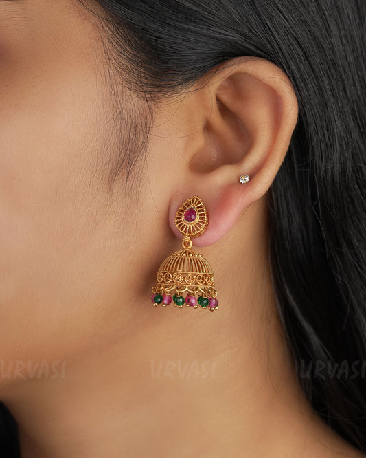 Gold-Toned Tear Droped Earrings ER 328