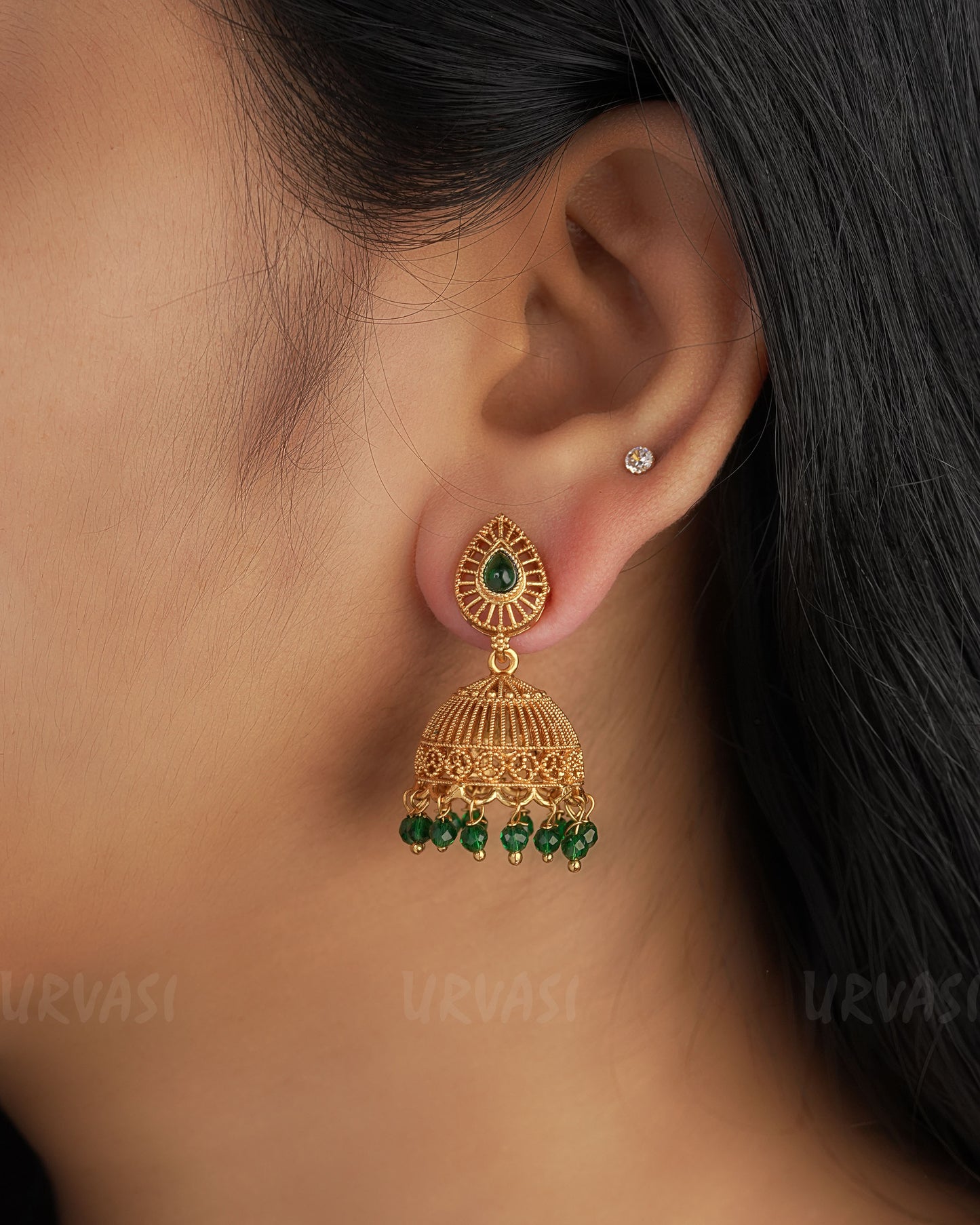 Gold-Toned Rain drop Jhumka Earrings ER 326