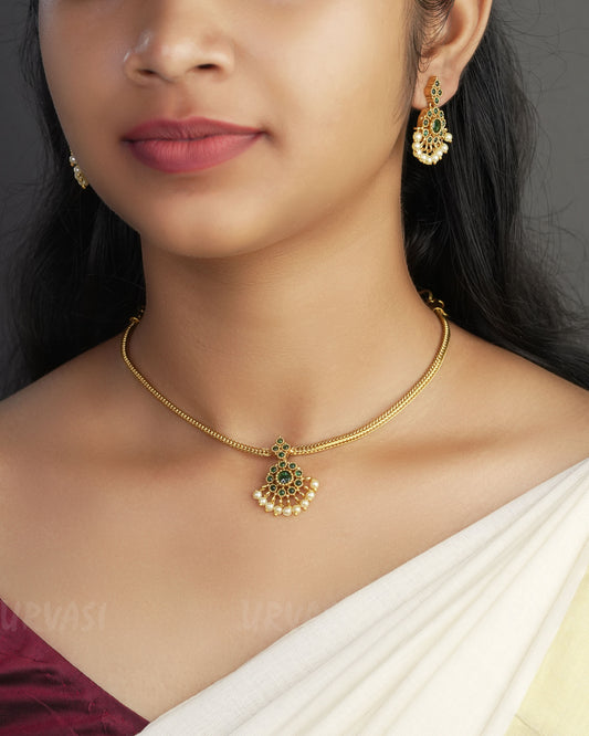 Gold-Toned Traditional Attigai Necklace 1021