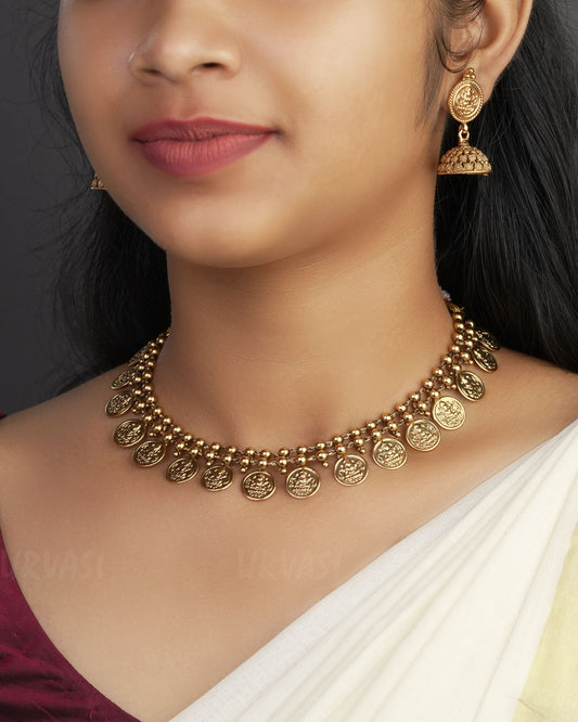 Matte finished Beaded Kaasu Necklace 1032