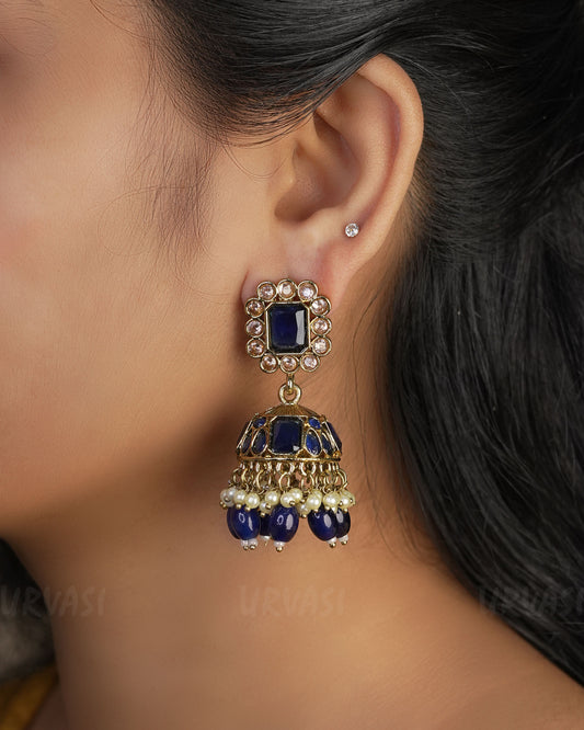 Mehendi Toned Kundan Jhumka Earrings ER 405