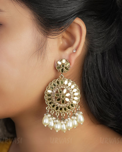 Oxidised Gold Toned Pearl Ghungroo Earrings ER 467