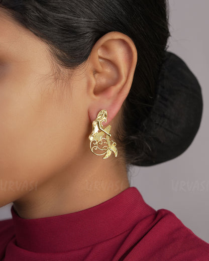 Gold-Toned Mermaid Shaped Earrings ER 474