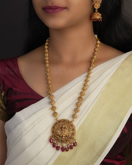 Gold-Toned Lakshmi Floral Long Necklace 1057