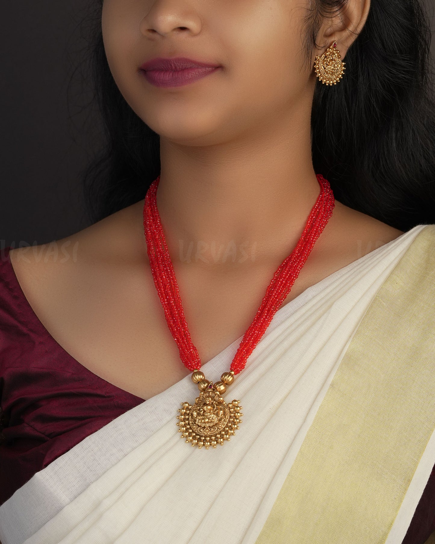 Gold-Toned Muti-Strand  Lakshmi Long Necklace 1068