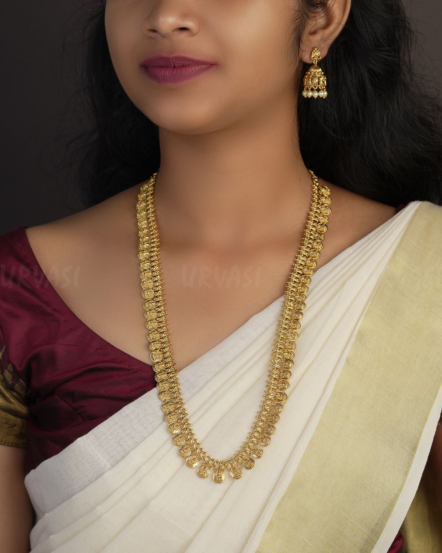 Gold-Toned  Lakshmi Kaasu Long Necklace 1066