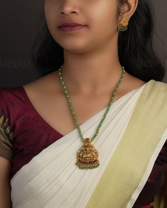 Gold-Toned Lakshmi Beaded Long Necklace 1106